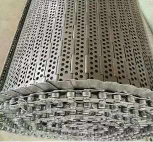 SUS304 Paslanmaz Çelik Metal Delikli Zincir Plakalı Konveyör Bant